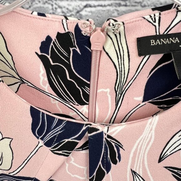 Banana Republic Women's  Sleeveless Sheath Dress  Size 4 Pink Black White Floral - Picture 11 of 13